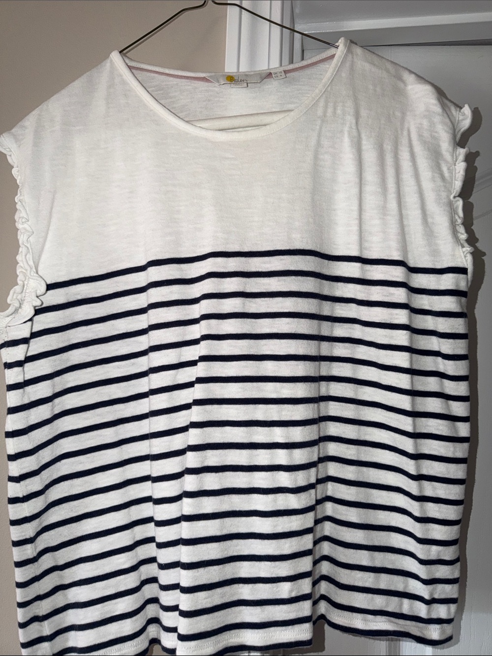 BODEN Women's White & Navy Striped Sleeveless Top size 6
